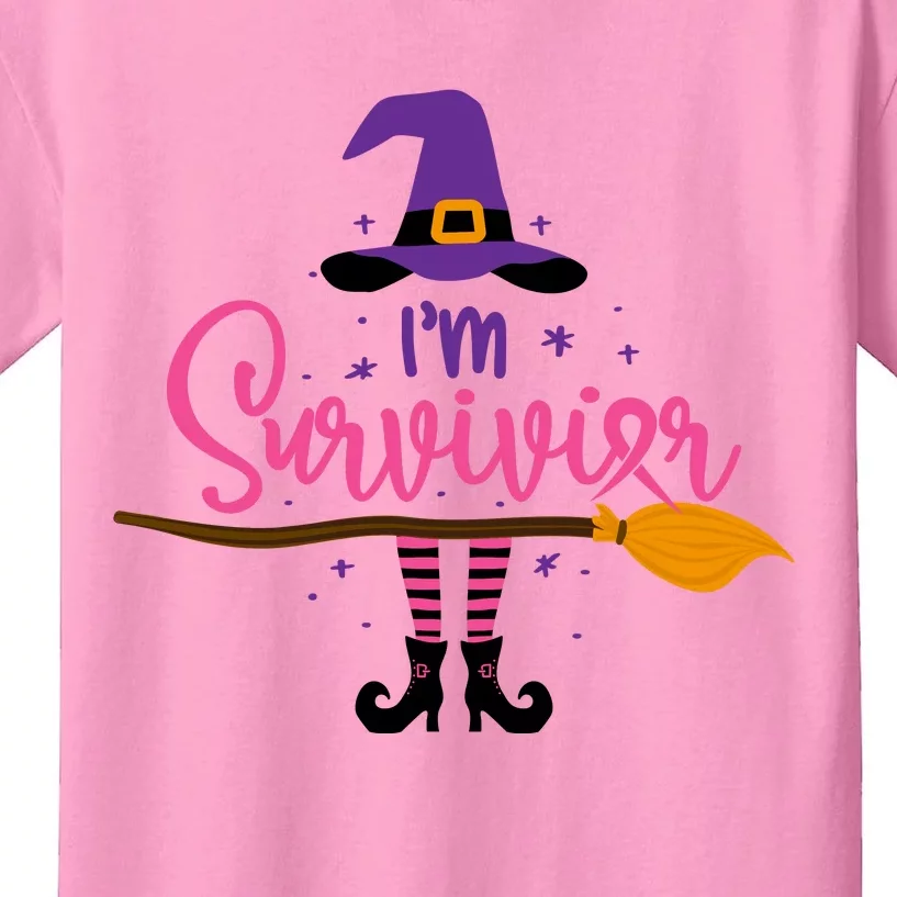 I'm A Survivor Halloween Breast Cancer Awareness Witch Kids T-Shirt