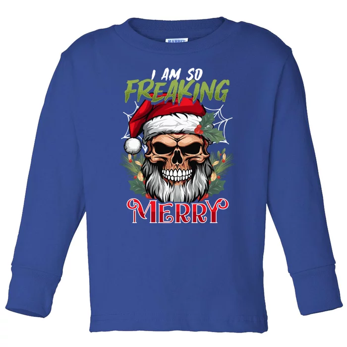 I Am So Freaking Merry Halloween Christmas Mashup Gift Toddler Long Sleeve Shirt