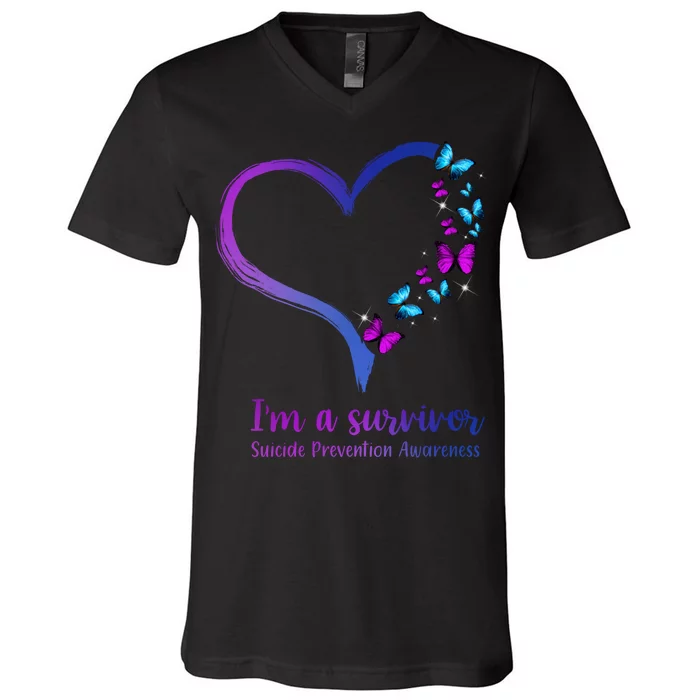 I'm A Survivor Suicide Prevention Awareness V-Neck T-Shirt