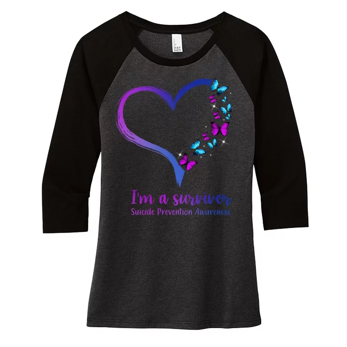 I'm A Survivor Suicide Prevention Awareness Women's Tri-Blend 3/4-Sleeve Raglan Shirt