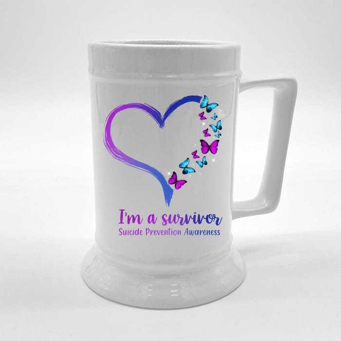 I'm A Survivor Suicide Prevention Awareness Front & Back Beer Stein