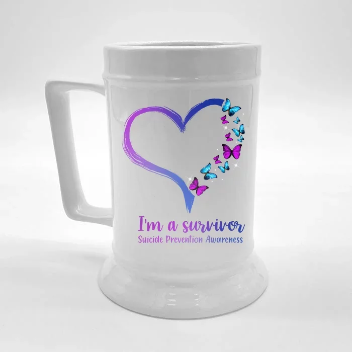 I'm A Survivor Suicide Prevention Awareness Front & Back Beer Stein