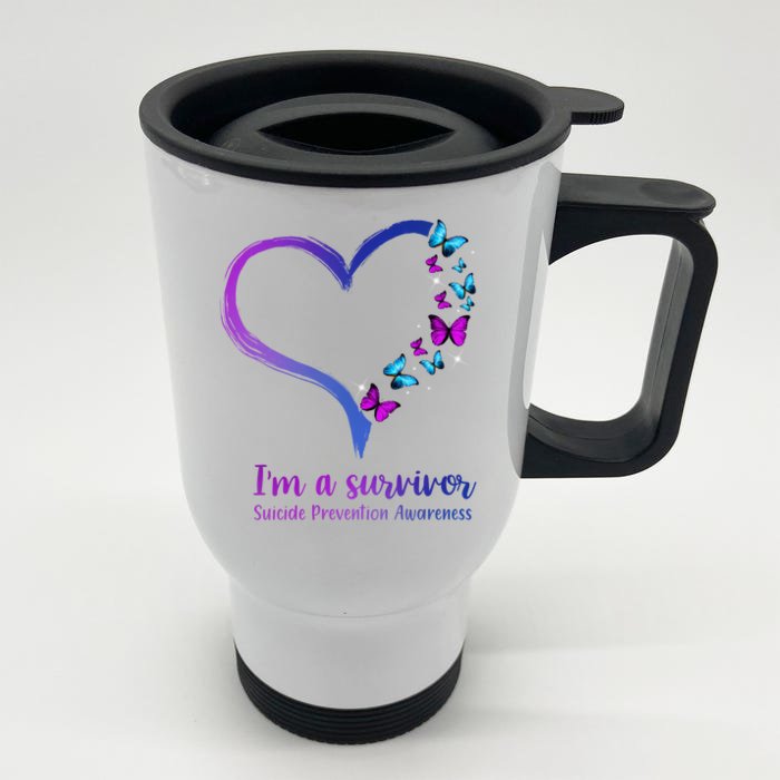 I'm A Survivor Suicide Prevention Awareness Front & Back Stainless Steel Travel Mug