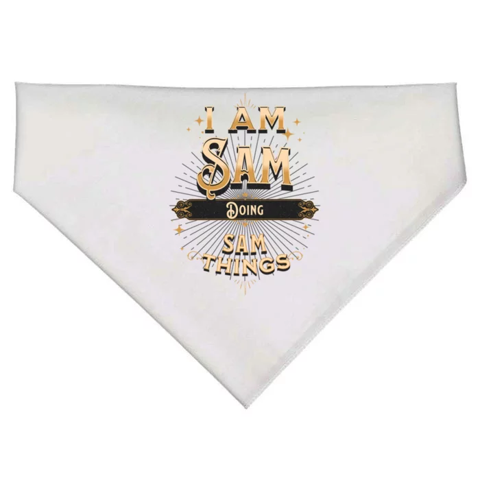 I Am Sam Doing Sam Things Funny Celebration Cool Gift USA-Made Doggie Bandana