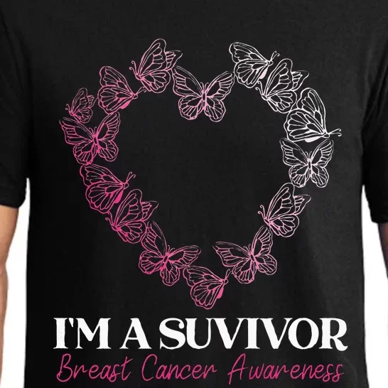 I'm A Survivor Breast Cancer Awareness Pink Butterfly Heart Pajama Set