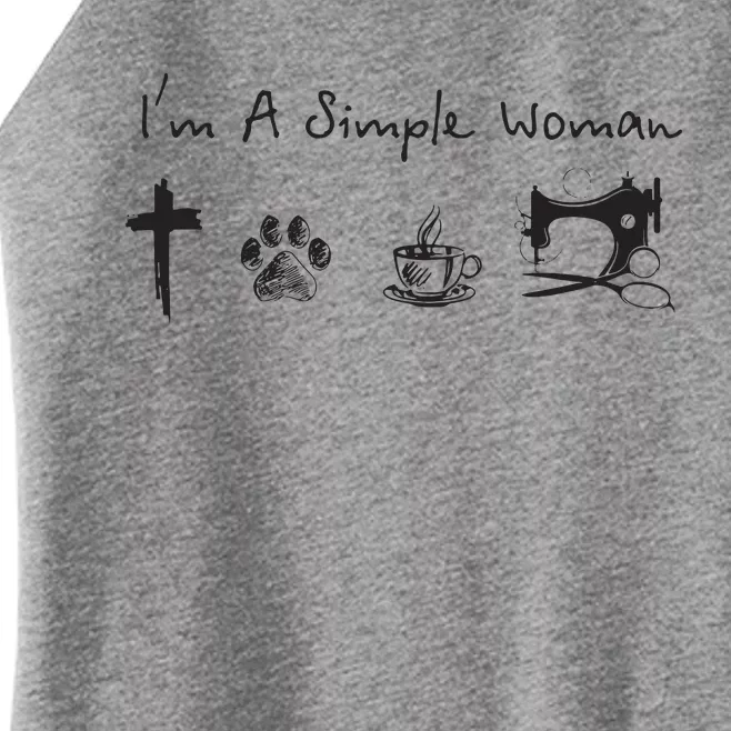 Im A Simple Woman Jesus Dog Coffee Sewing Women’s Perfect Tri Rocker Tank