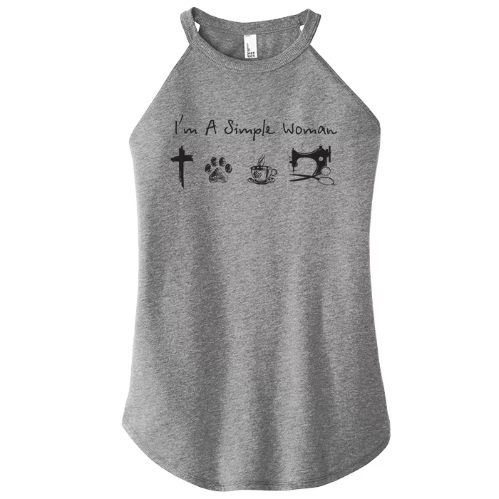 Im A Simple Woman Jesus Dog Coffee Sewing Women’s Perfect Tri Rocker Tank