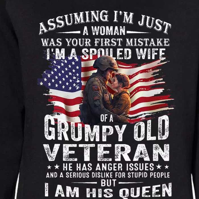 IM A Spoiled Wife Of A Grumpy Old Veteran Husband Wife Womens California Wash Sweatshirt