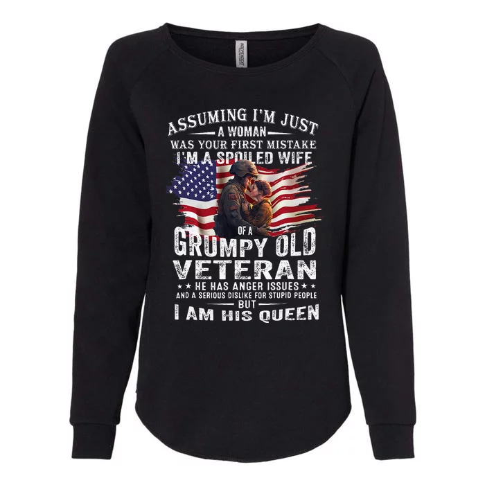 IM A Spoiled Wife Of A Grumpy Old Veteran Husband Wife Womens California Wash Sweatshirt