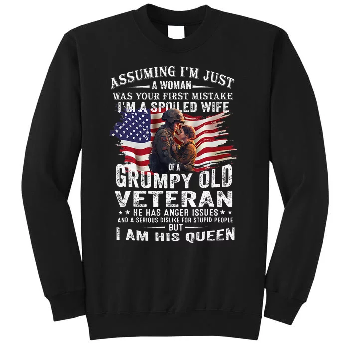 IM A Spoiled Wife Of A Grumpy Old Veteran Husband Wife Tall Sweatshirt