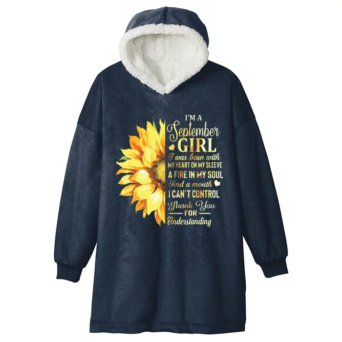 Im A September Girl Sunflower Birthday Hooded Wearable Blanket