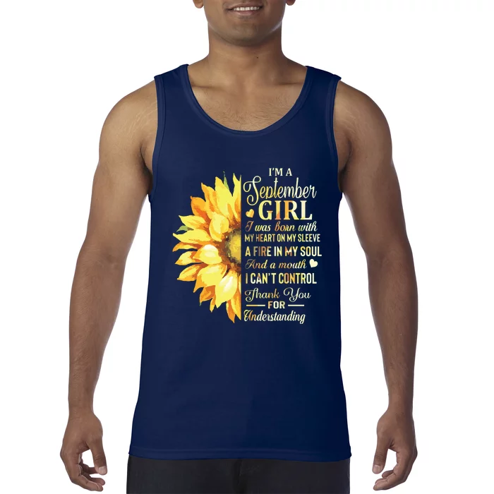 Im A September Girl Sunflower Birthday Tank Top