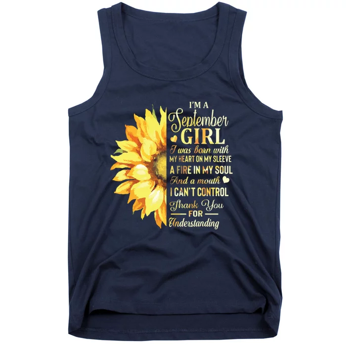 Im A September Girl Sunflower Birthday Tank Top