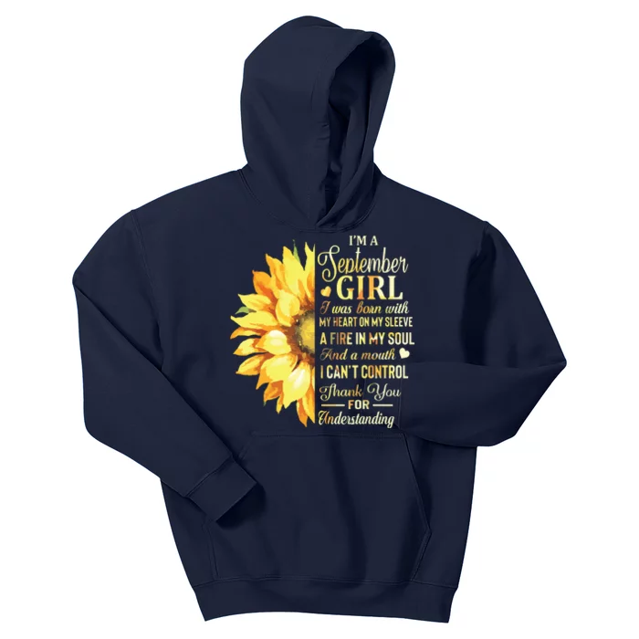 Im A September Girl Sunflower Birthday Kids Hoodie