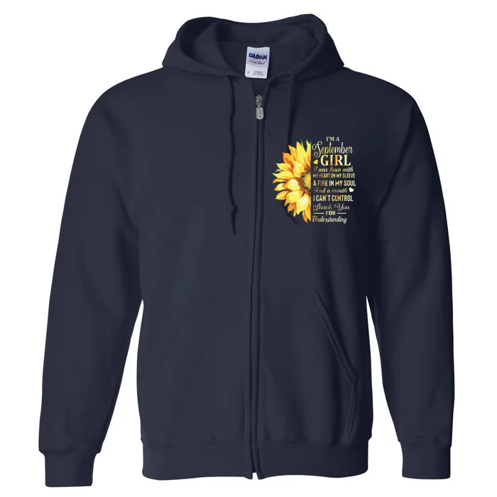 Im A September Girl Sunflower Birthday Full Zip Hoodie