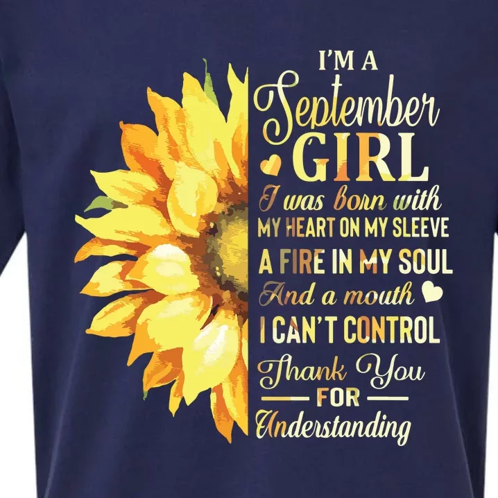 Im A September Girl Sunflower Birthday Sueded Cloud Jersey T-Shirt