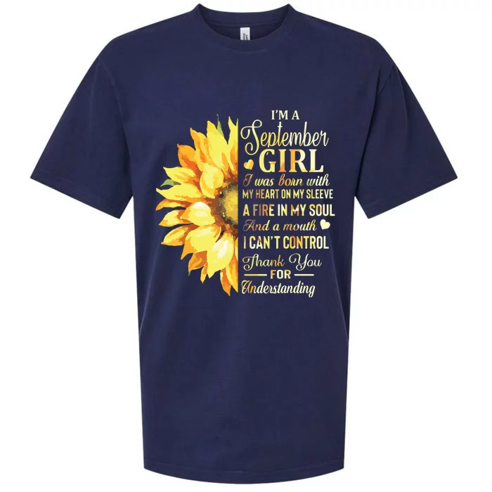 Im A September Girl Sunflower Birthday Sueded Cloud Jersey T-Shirt