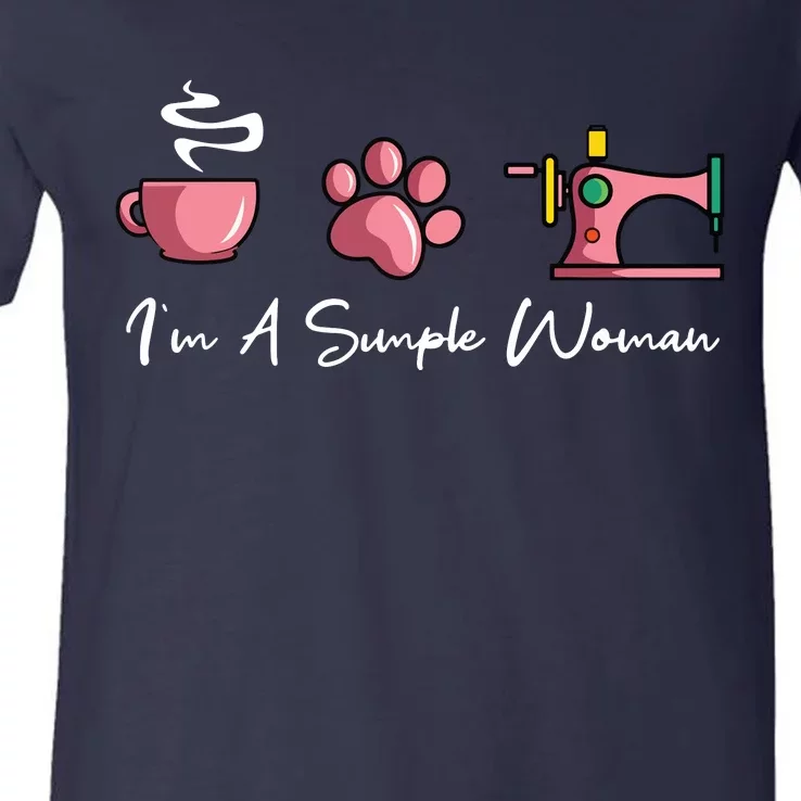 Im A Simple Woman Sewing Machine Women Day V-Neck T-Shirt