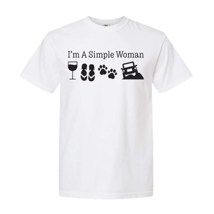 Im A Simple Woman Love Wine Flip Flops Dog Garment-Dyed Heavyweight T-Shirt