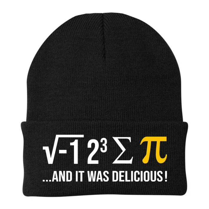 I Ate Some Pie And It Was Delicious Funny Pi Day Math Pun Knit Cap Winter Beanie