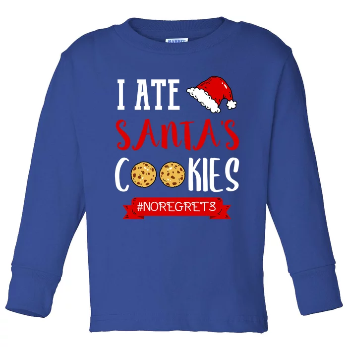 I Ate Santa's Cookies Funny Christmas Outfits Cute Gift Toddler Long Sleeve Shirt