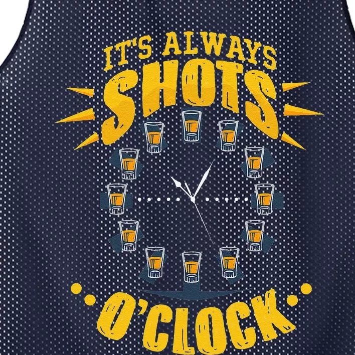 It's Always Shots O'Clock Tequila & Whiskey Lover Mesh Reversible Basketball Jersey Tank