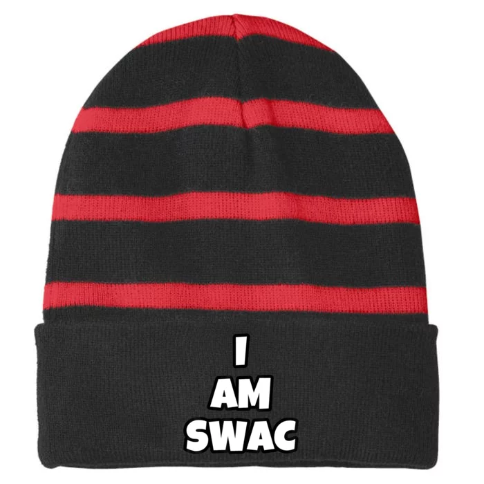 I Am SWAC HBCU Apparel Striped Beanie with Solid Band