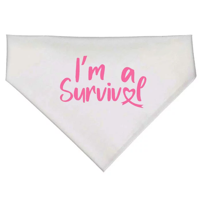 I'm A Survivor Cancer, Pink Ribbon, Breast Cancer USA-Made Doggie Bandana