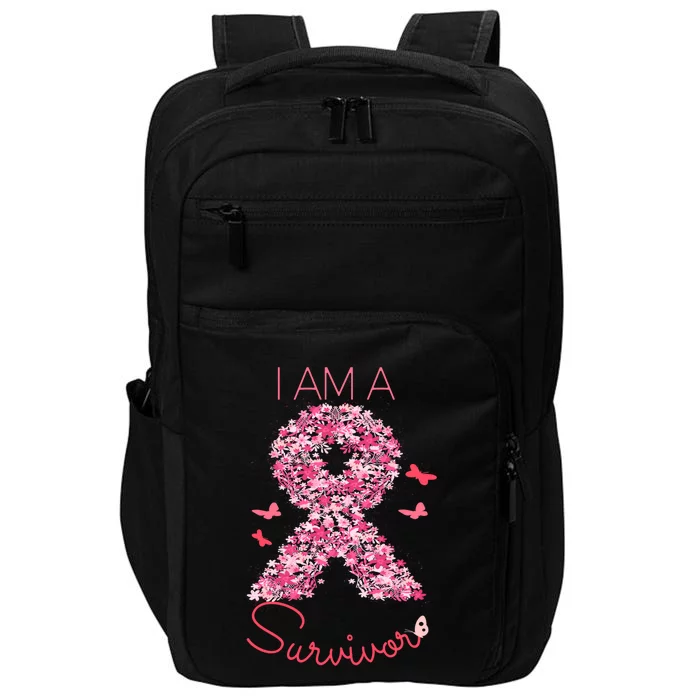 I'm A Survivor Floral Ribbon Butterfly Cancer Awareness Gift Impact Tech Backpack