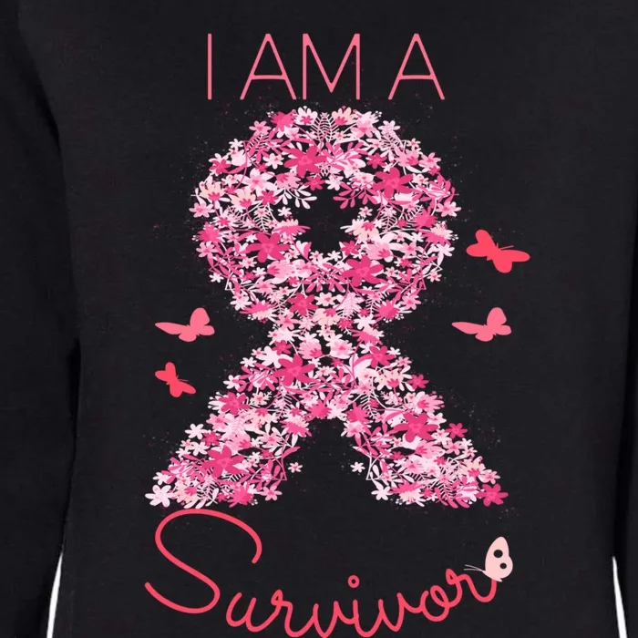 I'm A Survivor Floral Ribbon Butterfly Cancer Awareness Gift Womens California Wash Sweatshirt