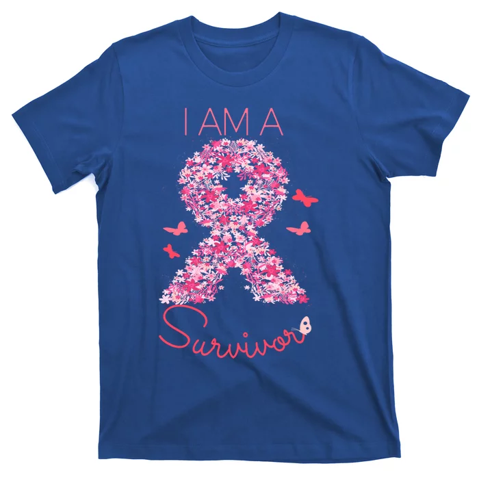 I'm A Survivor Floral Ribbon Butterfly Cancer Awareness Gift T-Shirt