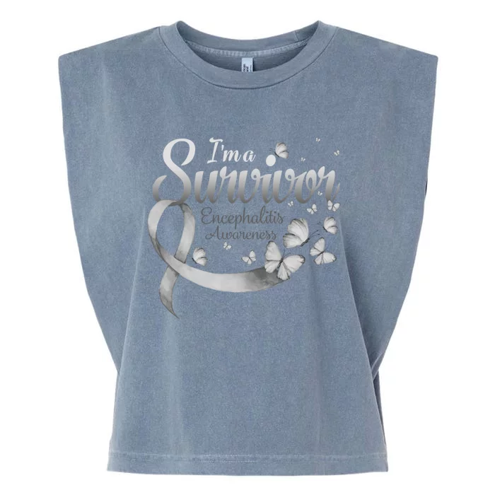 I'm A Survivor Encephalitis Awareness Butterfly Gift Garment-Dyed Women's Muscle Tee