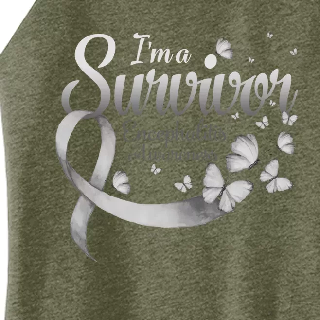 I'm A Survivor Encephalitis Awareness Butterfly Gift Women’s Perfect Tri Rocker Tank