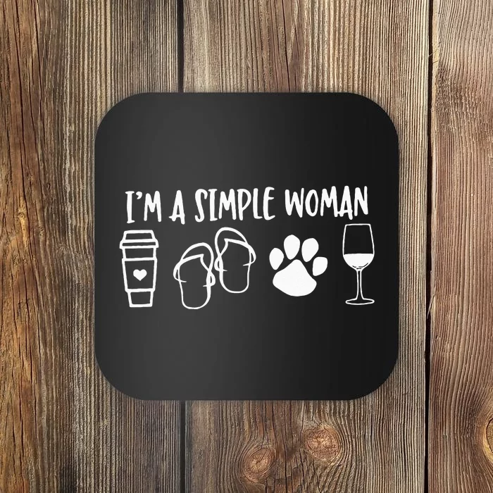 I'm A Simple Woman Coffee Flip Flops Dog Wine Coaster