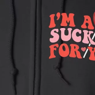 I'm A Sucker For You Happy Valentine's Groovy Retro Couple Full Zip Hoodie