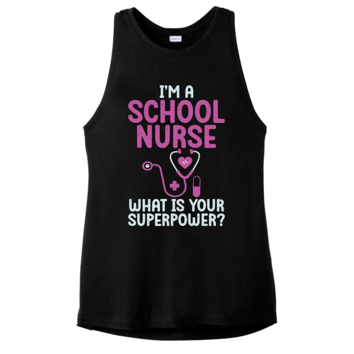 Im A School Nurse Whats Your Superpower School Nurse Gift Ladies Tri-Blend Wicking Tank