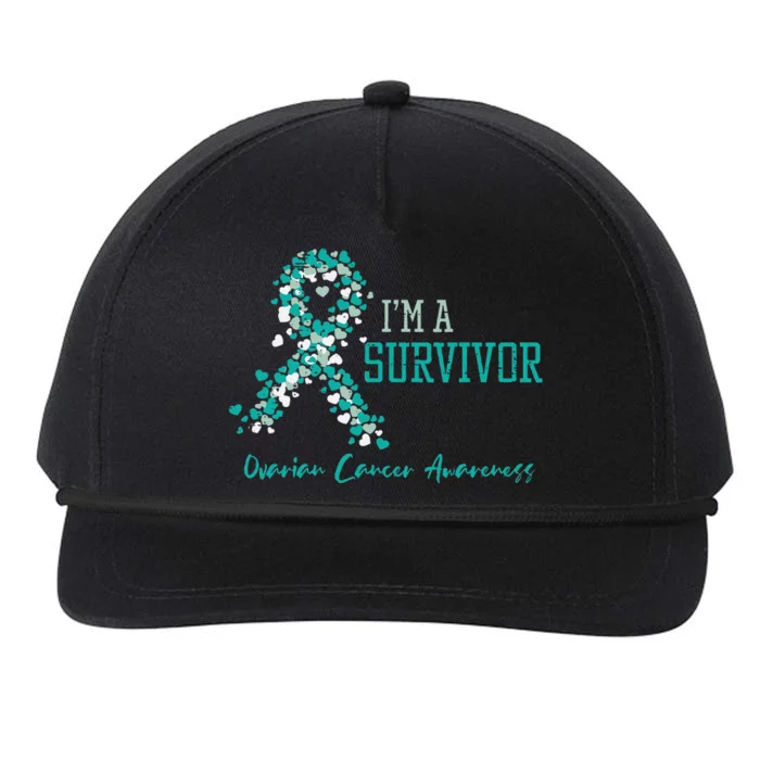 Im A Survivor Ovarian Cancer Awareness Teal Ribbon Snapback Five-Panel Rope Hat