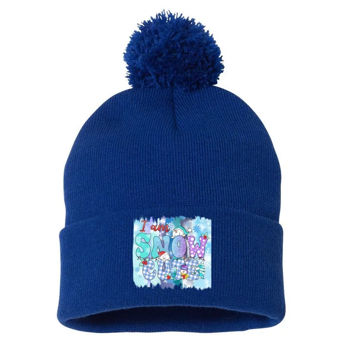 I Am Snow Cute Winter Vibes Blue Holidays Fall Christmas Gift Pom Pom 12in Knit Beanie