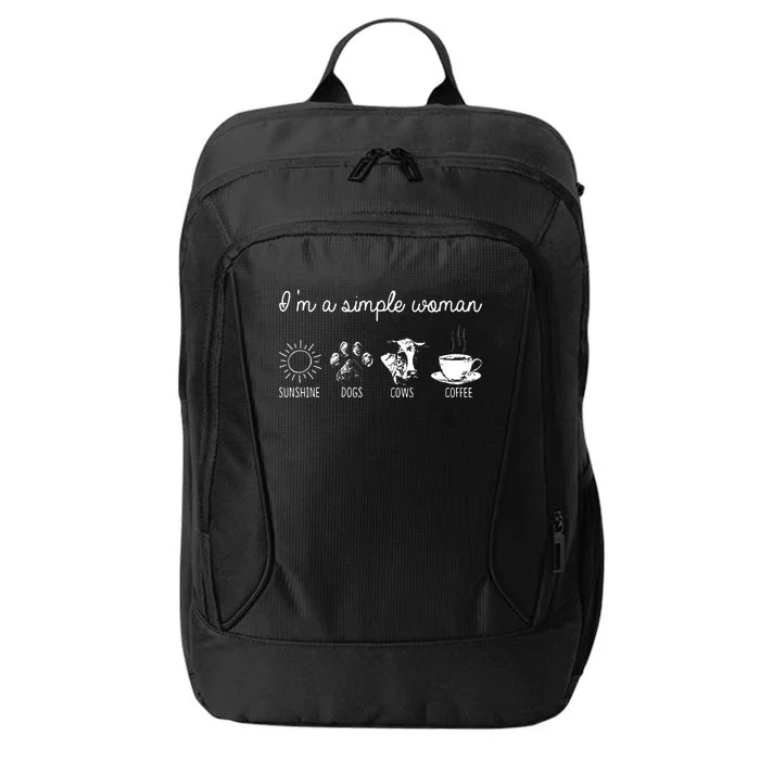 IM A Simple Woman Sunshine Dogs Cows Coffee City Backpack