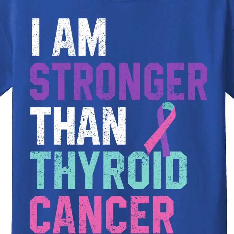 I Am Stronger Than Thyroid Cancer Survivor Awareness Gift Kids T-Shirt