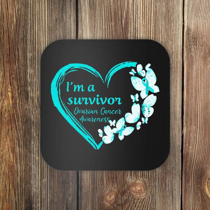 I'm A Survivor Butterfly Ovarian Cancer Awareness Warrior Coaster