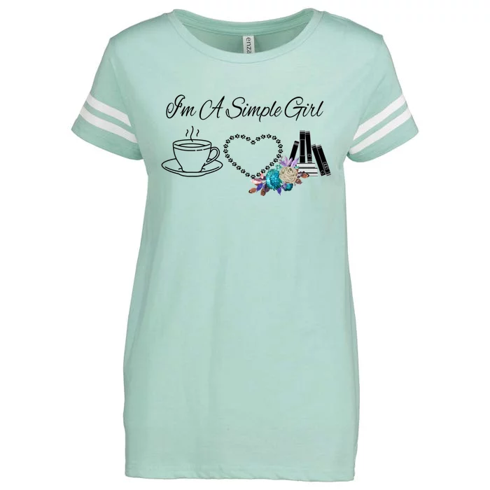 Im A Simple Coffee Cat Book Watercolor Flowers Gift Enza Ladies Jersey Football T-Shirt