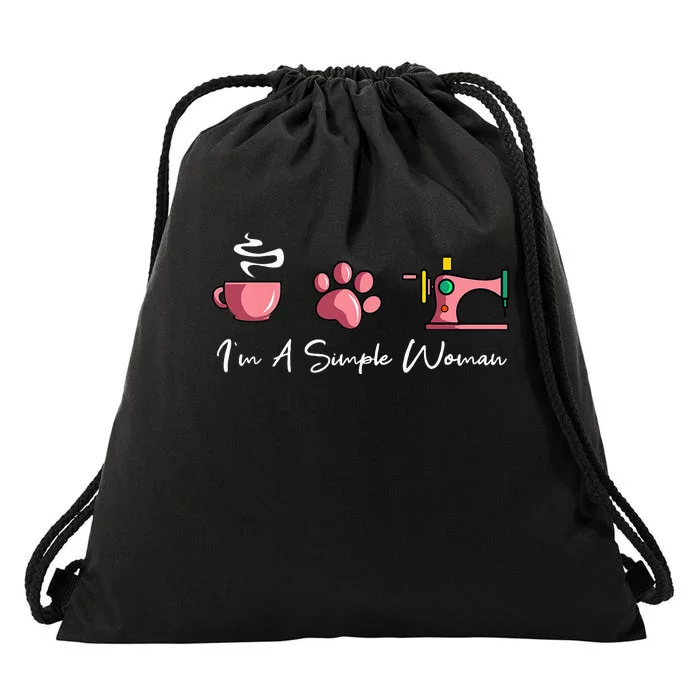 Im A Simple Woman Sewing Machine Womens Day Drawstring Bag