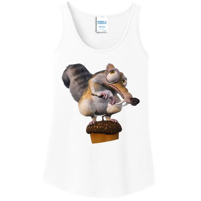 Ice Age Scrat Squirrel Is Worried Even Though He Has Acorns Ladies Essential Tank