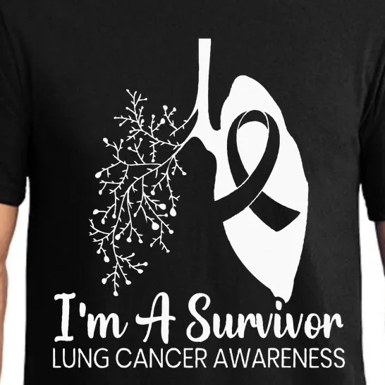 Im A Survivor Lung Cancer Awareness Month White Ribbon Pajama Set