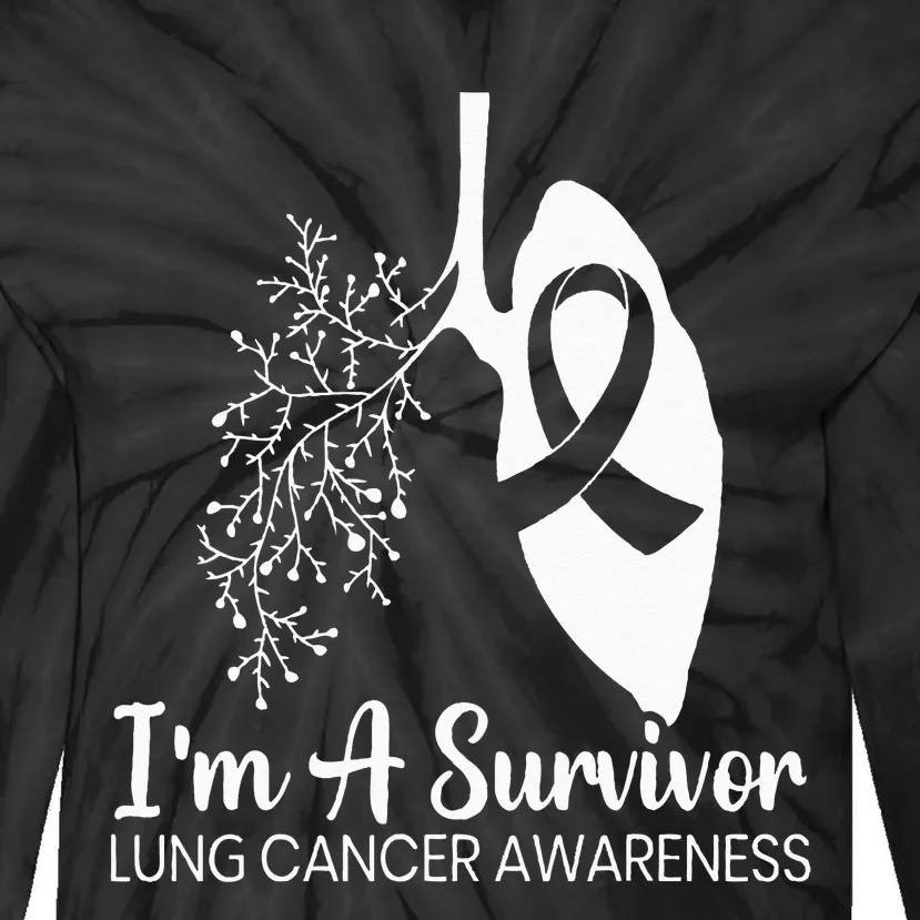 Im A Survivor Lung Cancer Awareness Month White Ribbon Tie-Dye Long Sleeve Shirt