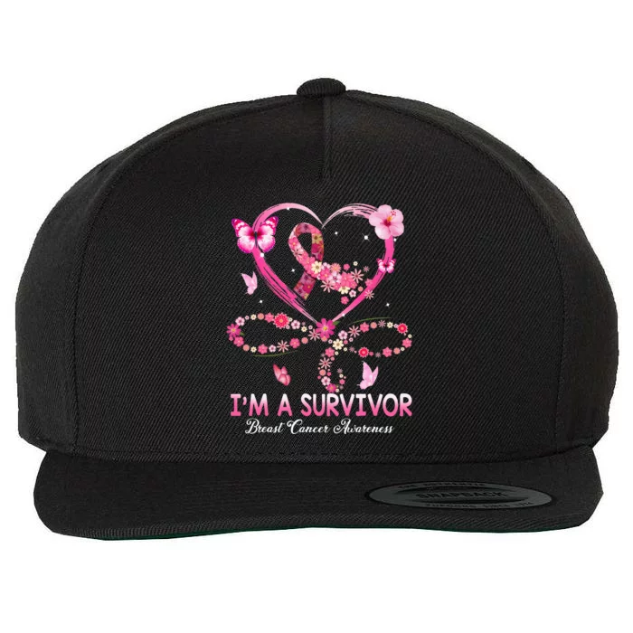 Im A Survivor Breast Cancer Awareness P.I.N.K. Ribbon Wool Snapback Cap