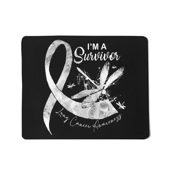 Im A Survivor Lung Cancer Dragonfly White Ribbon Mousepad