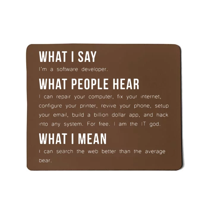 Im A Software Developer Funny Programming T Funny Mousepad