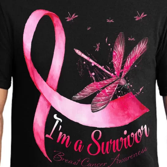 IM A Survivor Dragonfly Breast Cancer Awareness Pajama Set